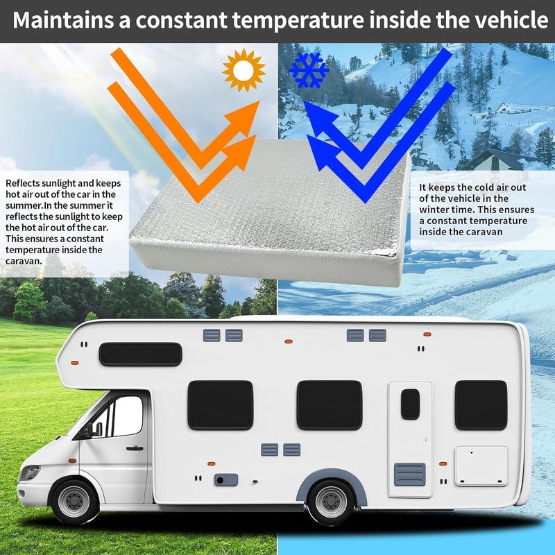 runfider 14"x14"x3" Universal Vent Insulator, RV Skylight Cover with Reflective Surface, Skylight Shade for Energy Savings and Sunroof Fits 14 Inch X 14 Inch RV/Camper Vents - Image 2